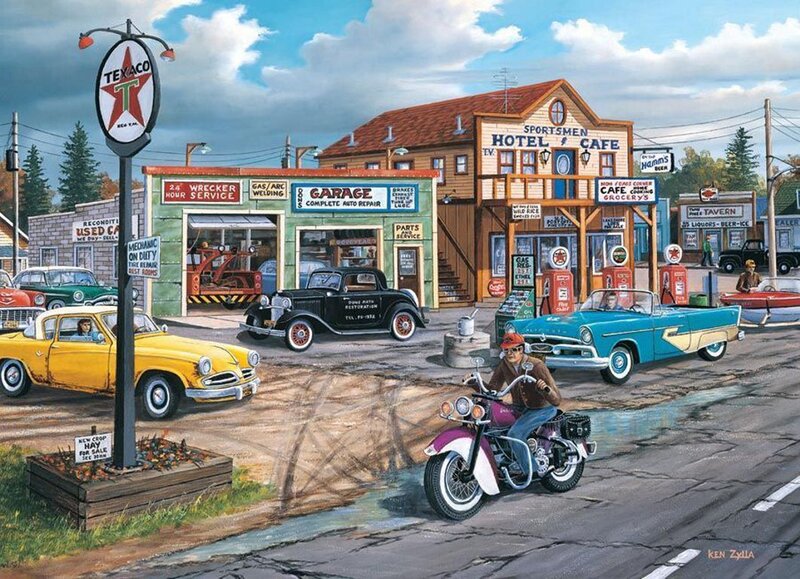 Motorcyclist on Street — Blue, Busy