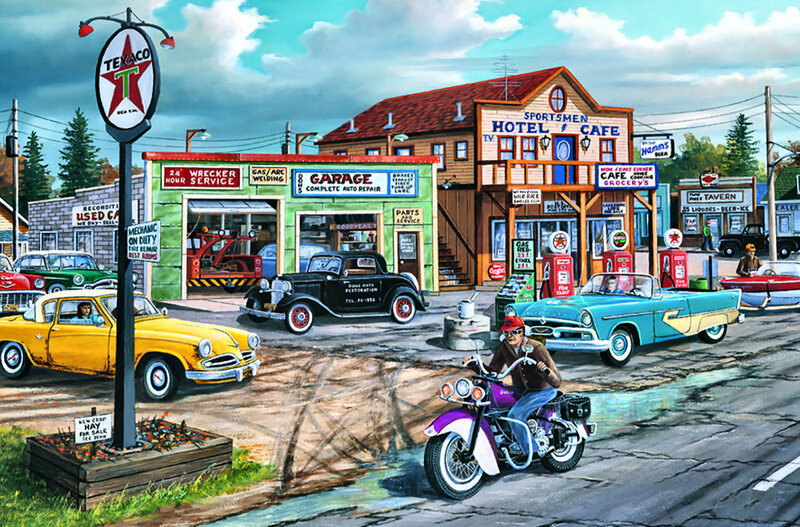 Motorcyclist on Street — Blue, Vibrant