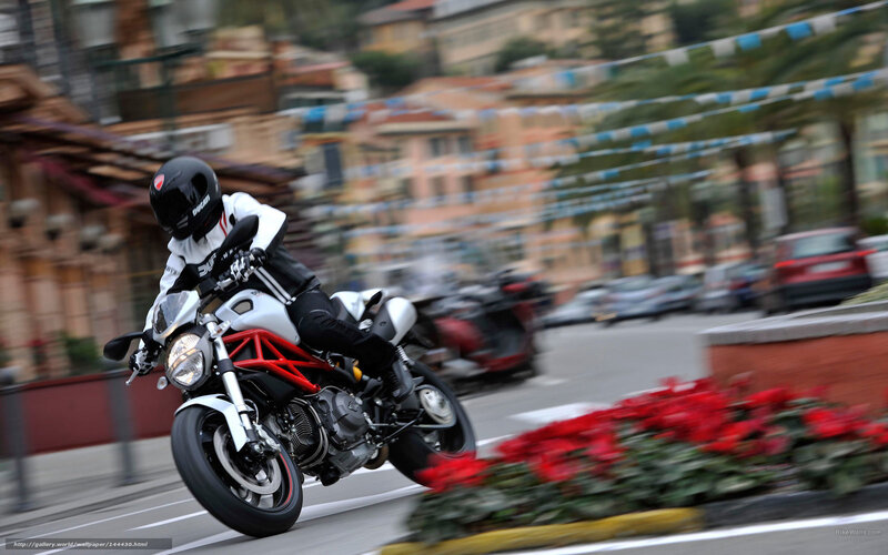 Motorcyclist on Street — Red