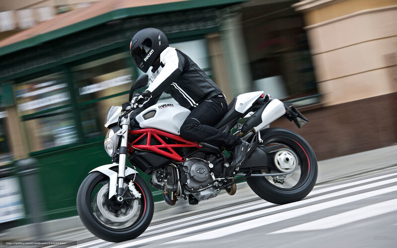 Motorcyclist on Street — White, Dynamic