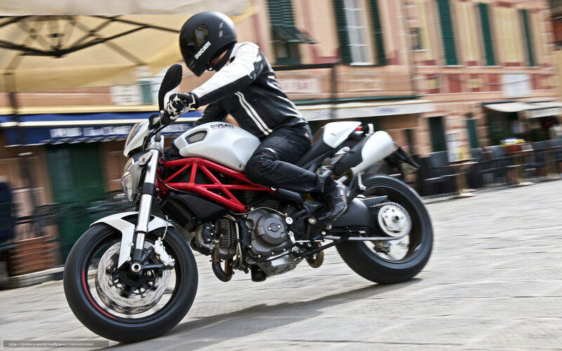Motorcyclist on Street — White