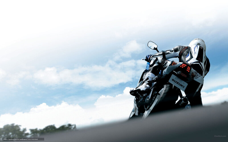 Motorcyclist on Suzuki — White, Dynamic
