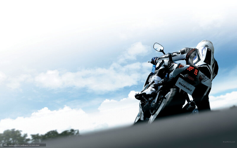 Motorcyclist on Suzuki — White