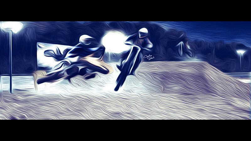 Motorcyclist on Track — Blue, Dramatic