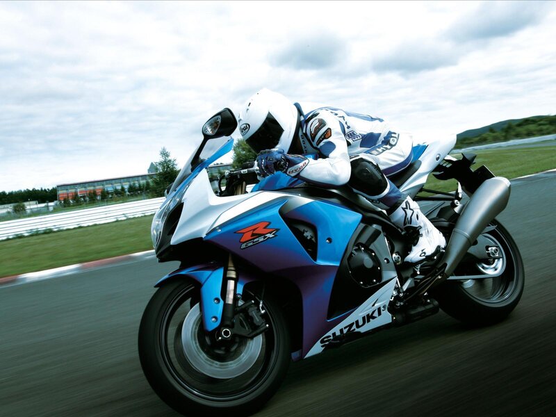 Motorcyclist on Track — Blue
