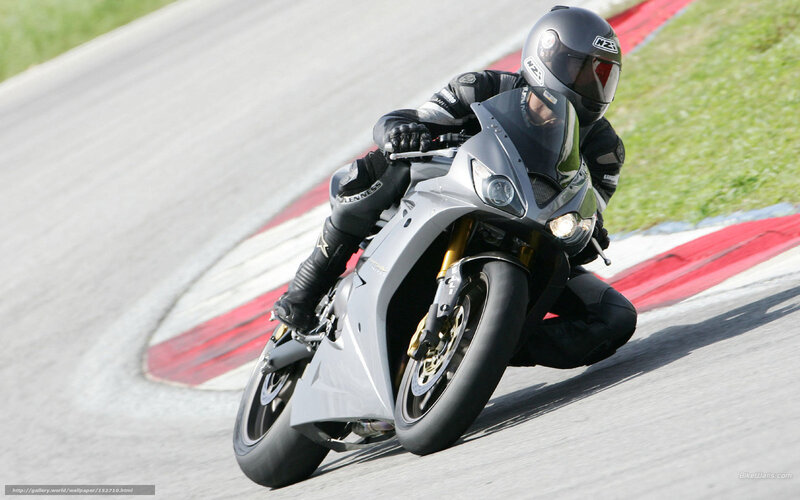 Motorcyclist on Track — Gray, Dynamic, Afternoon, Photograph
