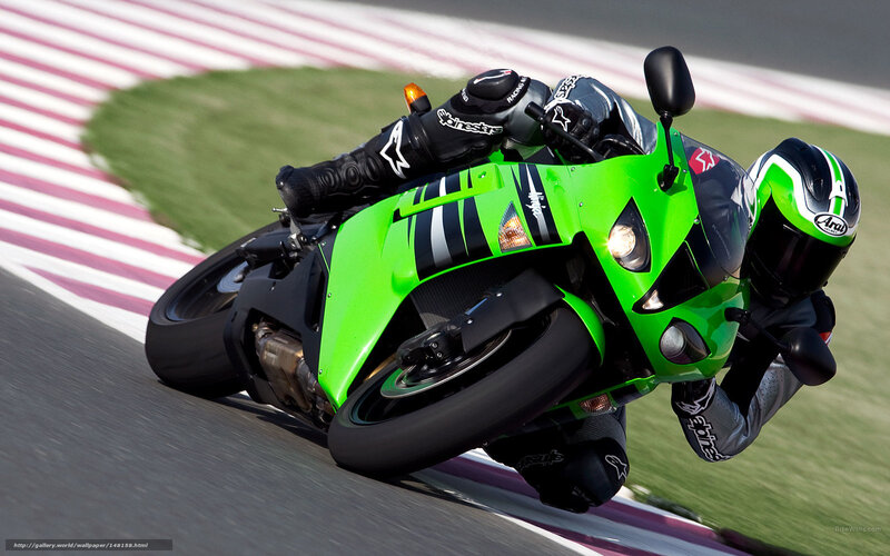 Motorcyclist on Track — Green, Dynamic, Afternoon, Photograph