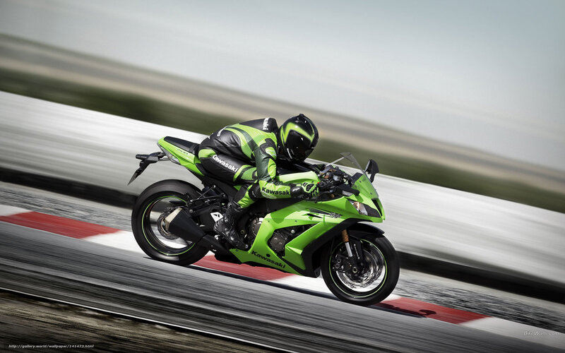 Motorcyclist on Track — Green