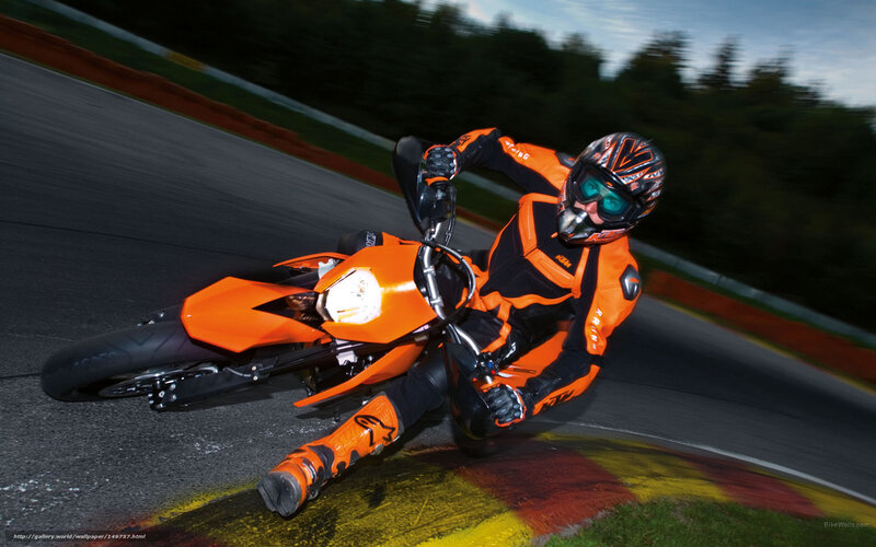 Motorcyclist on Track — Orange, Dynamic, Afternoon, Photograph