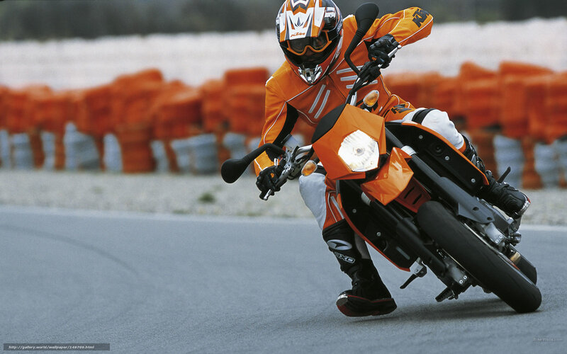 Motorcyclist on Track — Orange, Dynamic, Photograph, Motorcycle