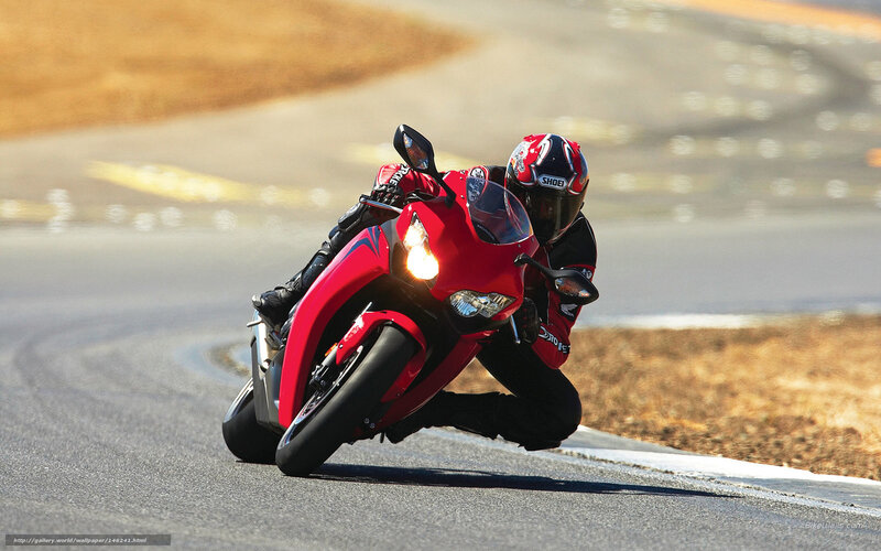 Motorcyclist on Track — Red, Dynamic, Afternoon, Photograph, Motorcycle, Helmet