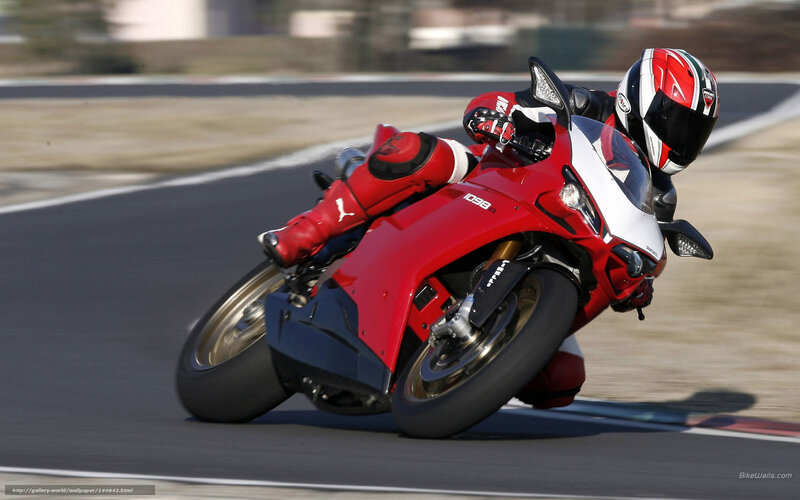 Motorcyclist on Track — Red, Dynamic, Afternoon, Photograph, Racing Suit, Helmet