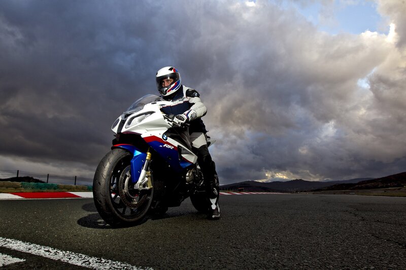 Motorcyclist on Track — White, Dramatic, Afternoon