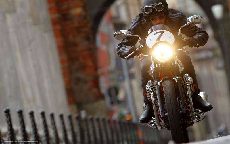 motorcyclist on vintage bike