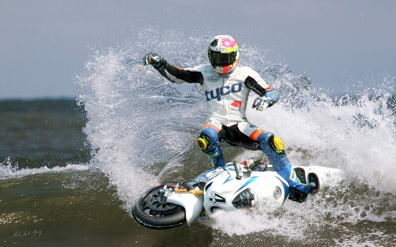 Motorcyclist on Wave