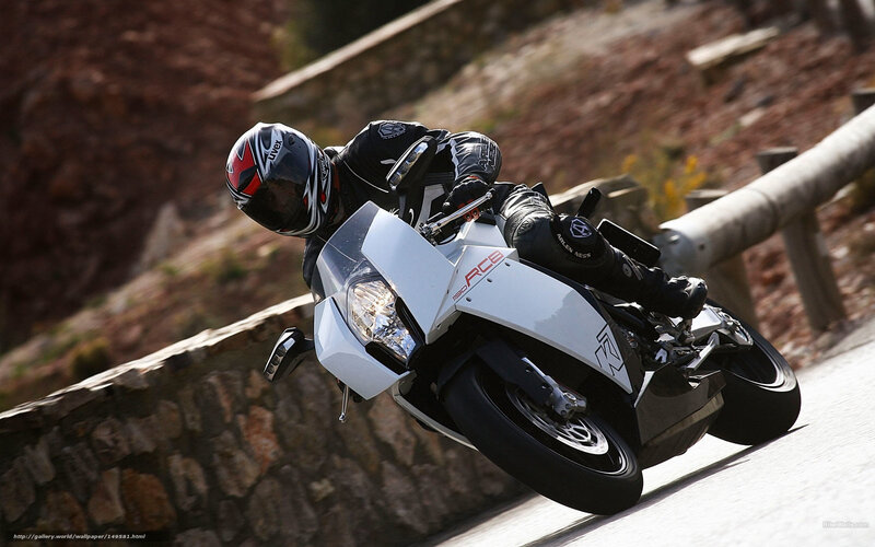 Motorcyclist on White Bike — Dynamic, Afternoon, Photograph, Helmet