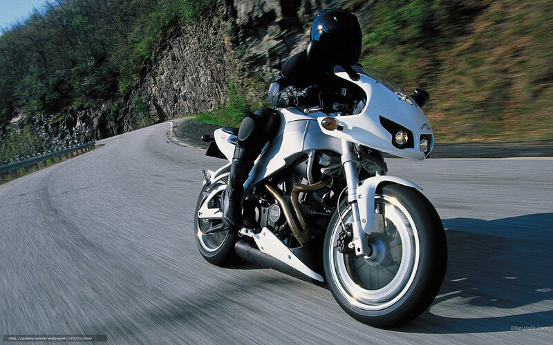 Motorcyclist on White Bike — Dynamic, Afternoon, Photograph