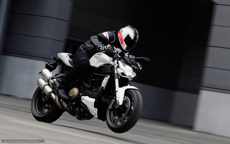 Motorcyclist on White Bike — Dynamic, Photograph