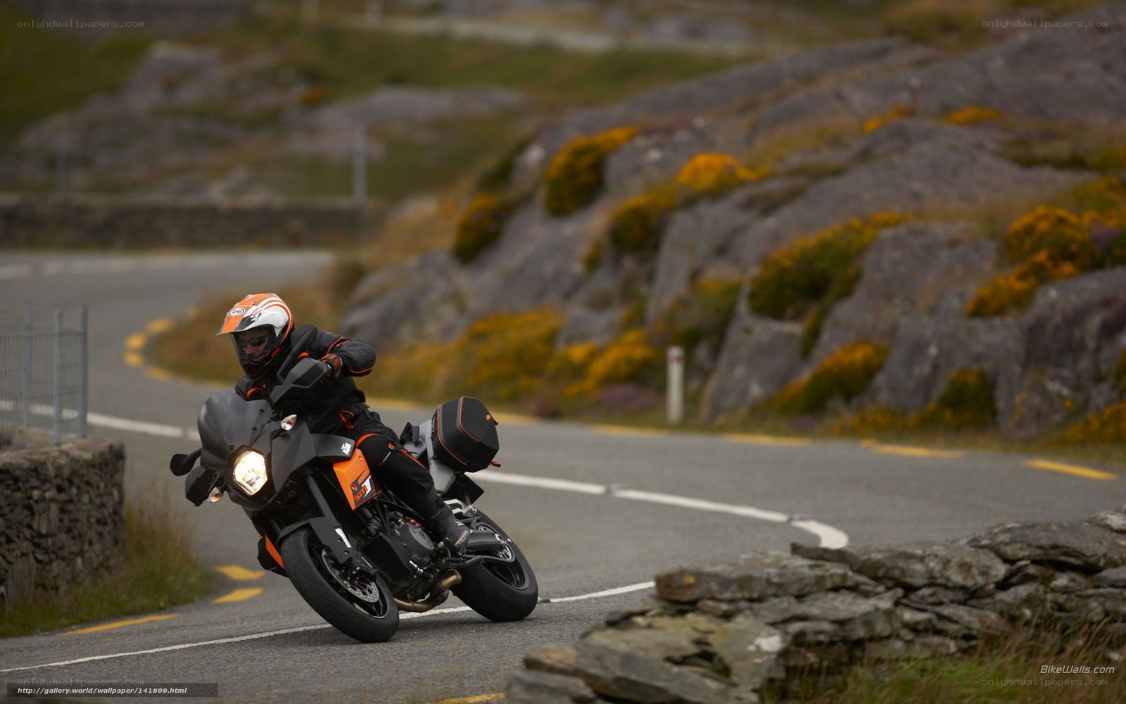 Motorcyclist on winding road