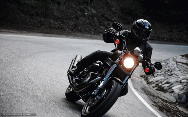 Motorcyclist on Winding Road — Black, Dramatic, Night