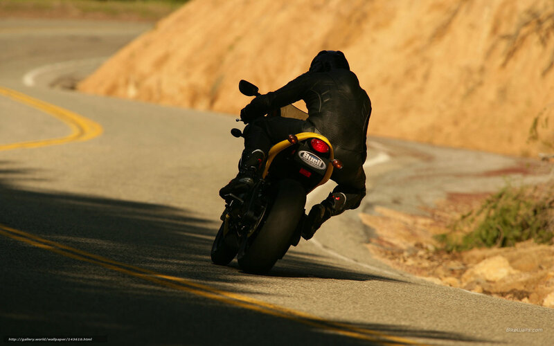 Motorcyclist on Winding Road — Black, Dramatic
