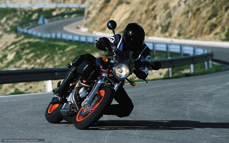 Motorcyclist on Winding Road — Black