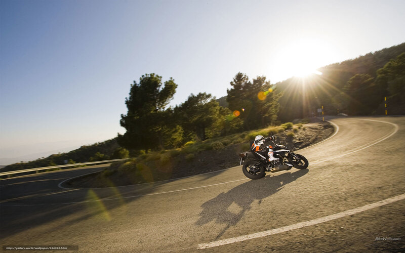 Motorcyclist on Winding Road — Blue, Dramatic
