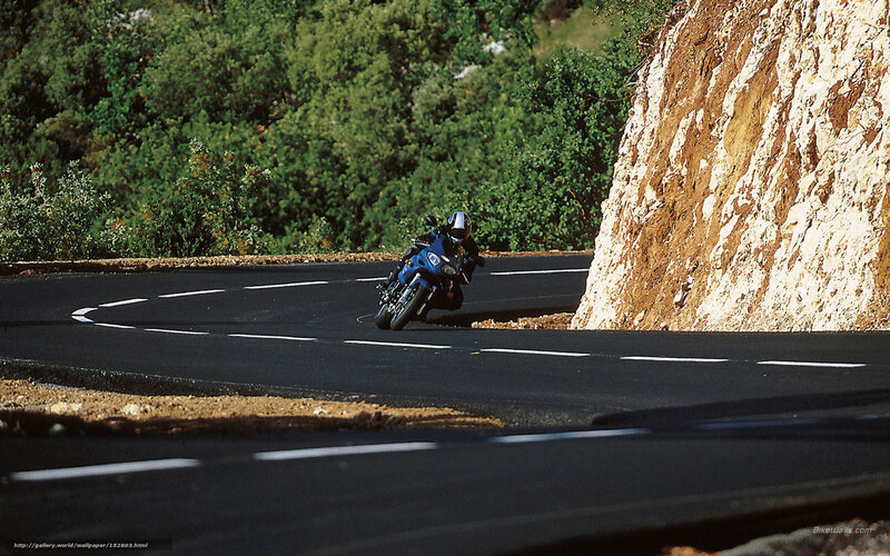 Motorcyclist on Winding Road — Blue, Dynamic
