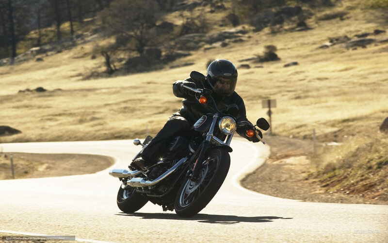 Motorcyclist on Winding Road — Brown, Dynamic