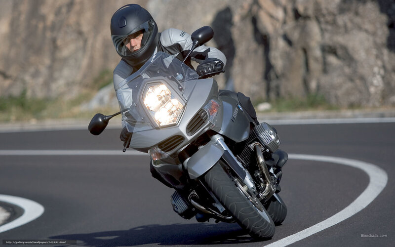Motorcyclist on Winding Road — Gray, Dynamic, Afternoon, Photograph, Mountain