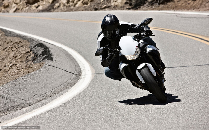 Motorcyclist on Winding Road — Gray, Dynamic