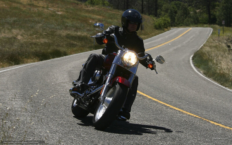 Motorcyclist on Winding Road — Gray, Outdoor