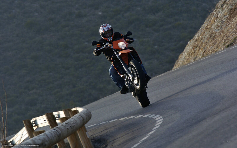 Motorcyclist on Winding Road — Orange, Dynamic