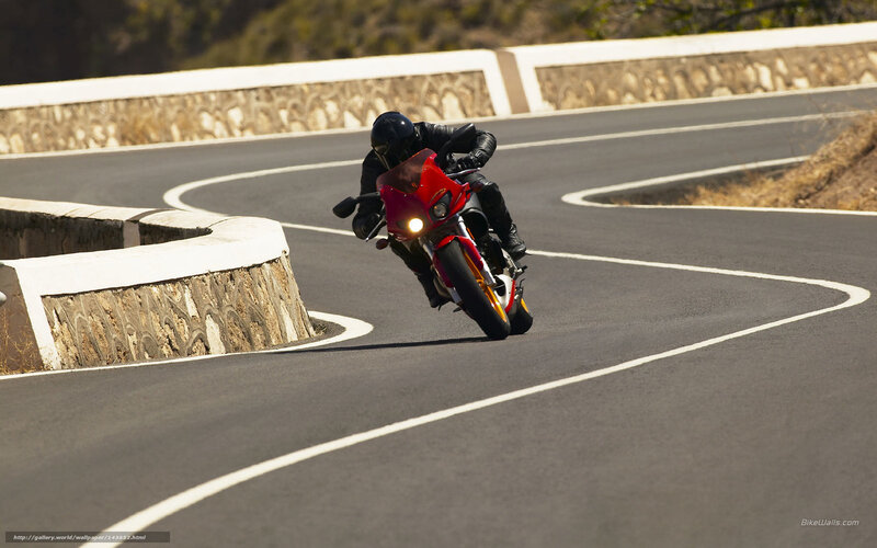 Motorcyclist on Winding Road — Red, Dynamic