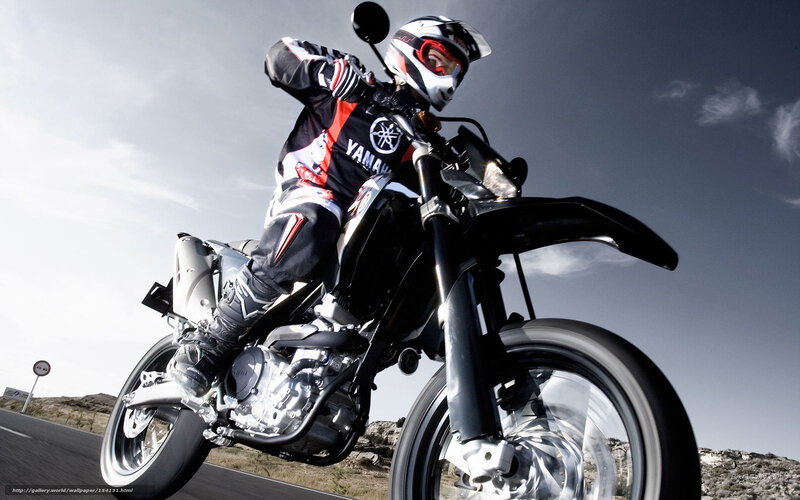 Motorcyclist on Yamaha Bike — Black