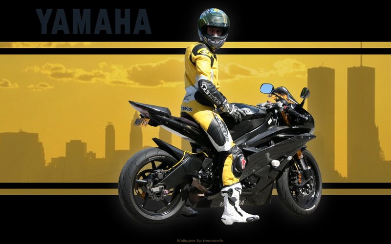 Motorcyclist on Yamaha Bike — Yellow