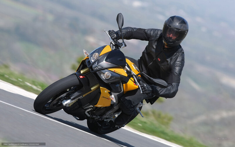 Motorcyclist on Yellow Bike — Dynamic, Afternoon, Photograph, Road, Helmet, Leather Jacket
