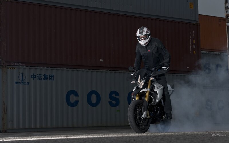 Motorcyclist performing burnout