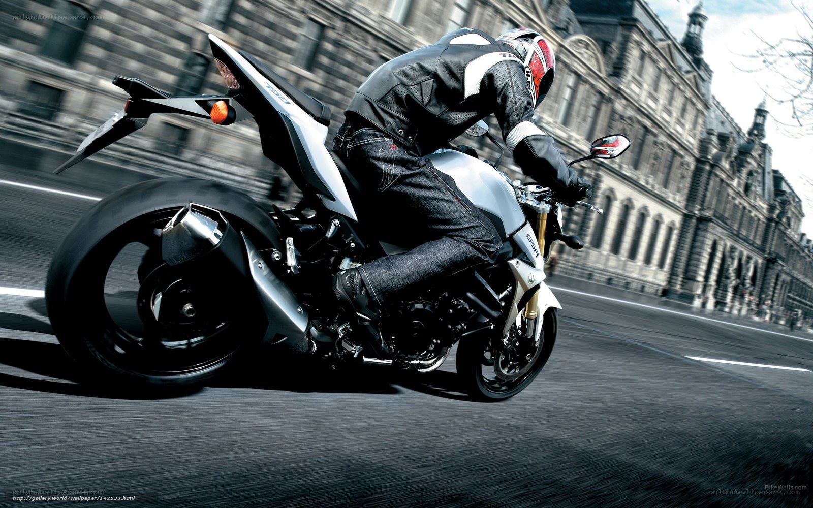 motorcyclist riding in city