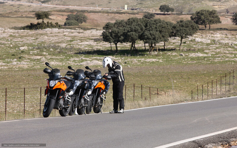 Motorcyclist with bikes on road
