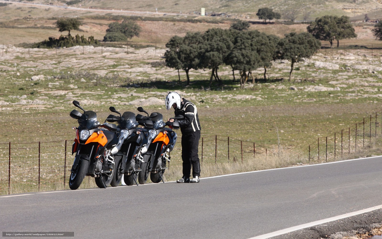 Motorcyclist with bikes on road