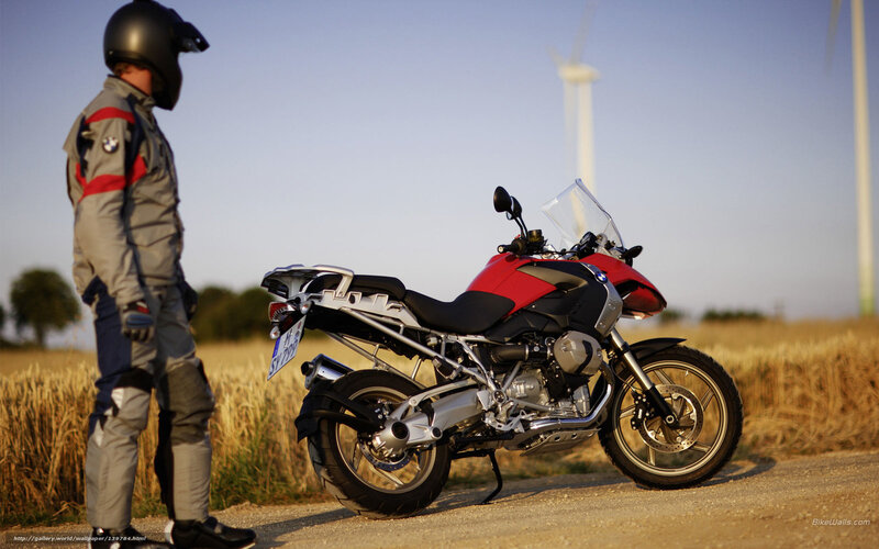 Motorcyclist with BMW bike