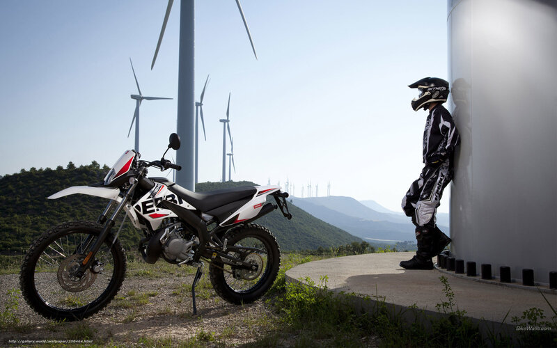 Motorcyclist with Dirt Bike — White