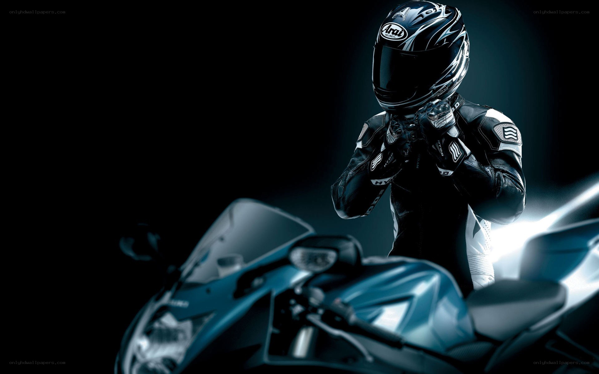 motorcyclist with helmet