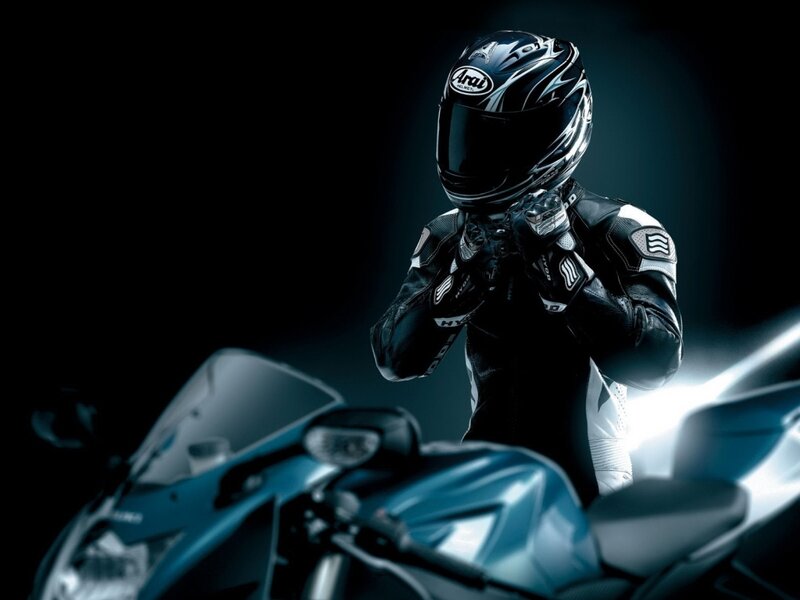 Motorcyclist with Motorcycle — Black