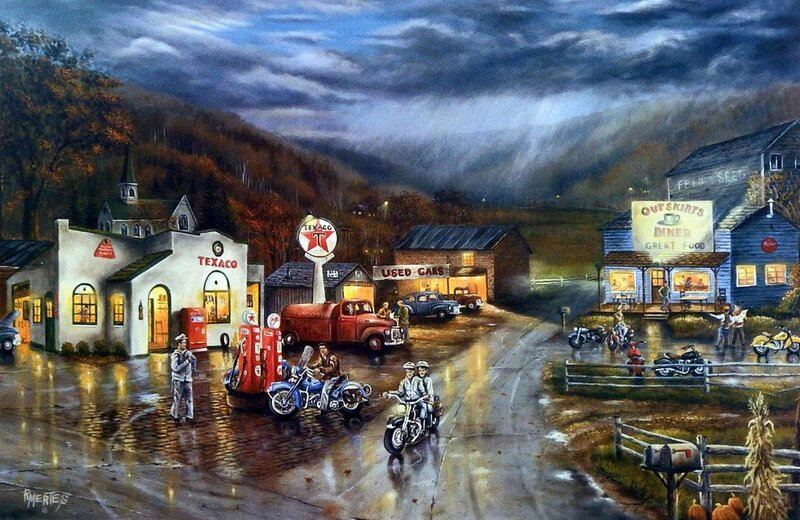 Motorcyclists at Gas Station