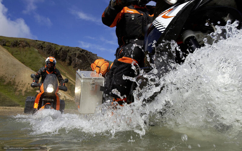 Motorcyclists Crossing River