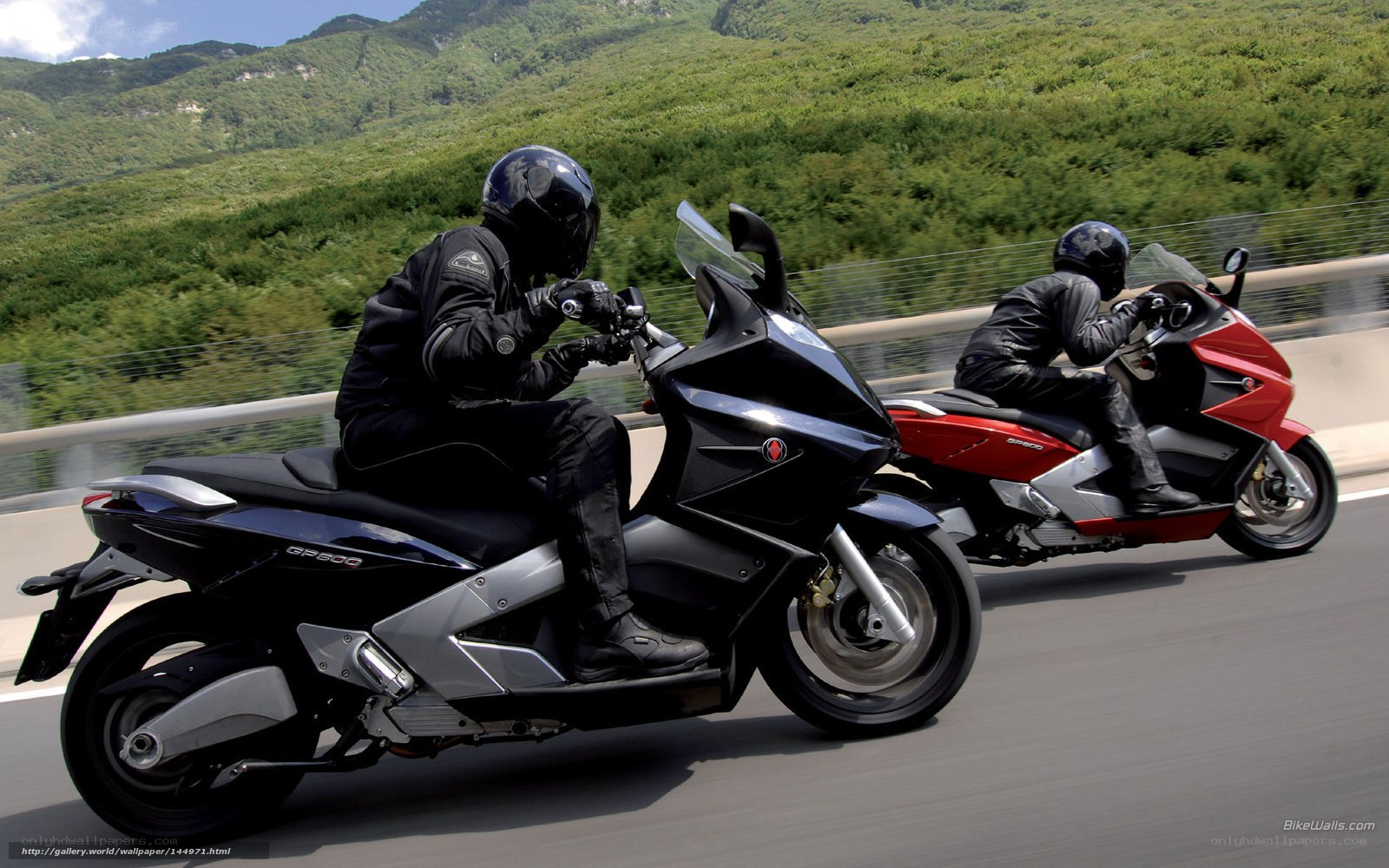 Motorcyclists on a scenic road