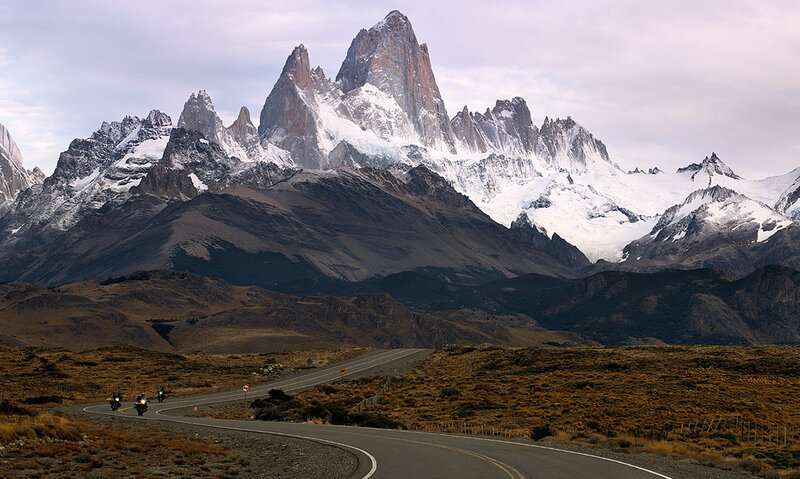 Motorcyclists on Mountain Road — Brown