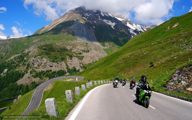 Motorcyclists on mountain road